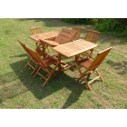 Ensemble salon de jardin en teck huilé sidan 6 chaises jumak