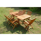 Ensemble de jardin en teck huilé sidan 6 fauteuils pliants jumak