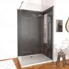 Paroi de douche à l'italienne freedom 140x200cm depoli verre 8mm avec bras de maintient en inox extensible