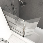 Pare baignoire avec volet pivotant 130x105cm - profilé aluminium chrome et verre transparent bande dépolie - heritage Aurlane - FAC144