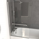 Pare baignoire pivotant 150x85cm profile aluminium chrome avec verre transparent et porte serviette - tshape chrome Aurlane - FAC274