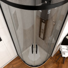 Paroi porte de douche quart de cercle - Crush round 90- 90x90x200cm - profile noir mat - verre transparent 6mm