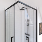 Paroi porte de douche carrée - crush square 90- 90x90x200cm - profile noir mat - verre transparent 6mm Aurlane - FAC283