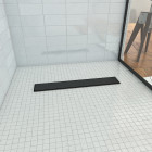 Receveur de douche à carreler 80x120cm - bonde caniveau noir mat - recoupable pour douche à l'italienne- dark rainy linear 120