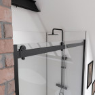Paroi porte de douche type industriel coulissante noir mat - 120x200cm - verre trempe 8mm Aurlane - FAC357