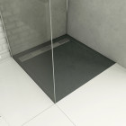Receveur extra plat a poser - a caniveau - acrylique renforce gris effet pierre - anti-derapant Aurlane - FAC390