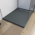 Receveur extra plat a poser 120x80cm caniveau - acrylique renforce gris effet pierre - anti-derapant Aurlane - FAC393