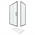 Pack paroi porte de douche + paroi retour + receveur a poser - 120x80 coulissante - crush moon 120x80 Aurlane - FAC396