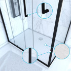 Pack paroi porte de douche + paroi retour + receveur a poser - 120x90 coulissante - crush moon 120x90 Aurlane - FAC397