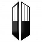 Pack duo paroi porte de douche pivotante et paroi de retour type atelier - 80x200cm - profile noir mat - verre transparent 5mm - workshop 80 + paroi retour workshop side 80 Aurlane - FAC407