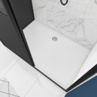 Pack porte coulissante 140x200 + paroi retour et panneau aluminium composite + receveur 140x90 Aurlane - FAC418