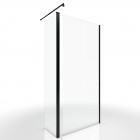 Pack paroi de douche à l'italienne transparent 90cm profile noir mat - dim: 90x200cm - profile noir mat - freedom 2 dark 90 + pour douche à l'italienne freedom 2 dark telescopic Aurlane - FAC431