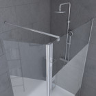 Pack paroi de douche depolie 90cm profile chrome - dim: 90x200cm - freedom 2 depoli 90 + barre de fixation freedom 2 telescopic + volet pivotant dépoli Aurlane - FAC447