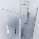 Pack paroi de douche 120x200cm effet miroir et profile chrome + barre de fixation telescopic + volet pivotant freedom 2 mirror Aurlane - FAC454