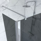 Pack paroi de douche à l'italienne 90x200cm fumée profile chrome freedom 2 dark 90 + barre de fixation murale chrome freedom 2 telescopic + volet pivotant freedom 2 dark pivot Aurlane - FAC459