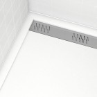 Receveur en acrylique Blanc 80x120x4 cm – Grille Linéaire Chrome – WHITENESS II Aurlane - FAC486