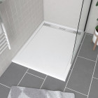 Receveur en acrylique Blanc 90x120x4 cm – Grille Linéaire Chrome – WHITENESS II Aurlane - FAC487