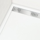 Receveur en acrylique Blanc 90x120x4 cm – Grille Linéaire Chrome – WHITENESS II Aurlane - FAC487