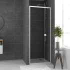 Paroi porte de douche pivotante blanc extensible 79 à 90cm de largeur - verre transparent - whity