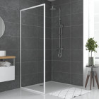 Paroi porte de douche blanc retour 80x185cm pour porte - verre transparent 5mm - whity side 80 Aurlane - FAC498