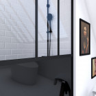 Paroi de douche 90x200 cm type verrieres - verre trempe 5mm et structure aluminium noir mat