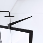 Paroi de douche a l'italienne - 100x200 cm verre transparent 5mm + barre de maintien noir Aurlane - FAC505