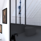 Paroi de douche a l'italienne - 100x200 cm verre transparent 5mm + barre de maintien noir Aurlane - FAC505
