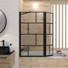 Pare baignoire avec volet pivotant – profile noir mat – 130×104 (HxL) – verre 5mm sérigraphié Aurlane - FAC509