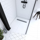 Receveur de douche a carreler 90x90cm recoupable sur mesure avec bonde caniveau pour douche a l italienne - rainy linear 90-90 Aurlane - FAC585