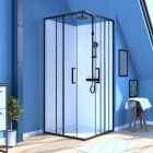 Porte de douche carrée coulissante - verre sérigraphié noir 90x90 Aurlane - FAC594