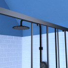 Porte de douche carrée coulissante - verre sérigraphié noir 90x90 Aurlane - FAC594