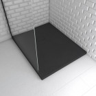 Receveur à poser en matériaux composite SMC – Finition ardoise noire – 80x100cm – ROCK 2 BLACK 80 Aurlane - FAC696