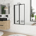 Pare baignoire Pivotant 70x120cm - 2 Volets Noir Mat - Verre Trempé 4mm - DUPLO Aurlane - FAC703