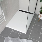 Receveur en acrylique Blanc 80x120x4 cm – Grille Linéaire Noire – WHITENESS II Aurlane - FAC708