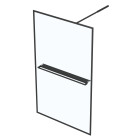 Paroi de douche Noir mat - Porte-serviette et étagère - DARK CONTOURING SHELF - Dimensions au choix