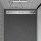Receveur en acrylique gris effet pierre 80x140x5 cm - grille linéaire chrome - meteora Aurlane - FAC922