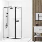Paroi de douche avec volet pivotant - cadre et bras alu. Noir mat - 80+40x200cm - dark contouring Aurlane - FAC936