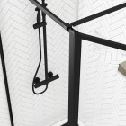 Paroi de douche avec volet pivotant - cadre et bras alu. Noir mat - 100+40x200cm - dark contouring Aurlane - FAC937