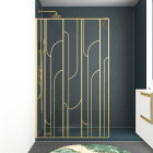 Paroi de douche à l'italienne 120x195cm sérigraphie art déco arrondie - doré or brossé - gatsby Aurlane - FAC941