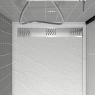 Receveur en acrylique blanc effet pierre 90x140x5 cm - grille linéaire chrome - moon Aurlane - FAC948