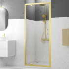 Porte de douche pivotante 90x200cm - profilés or doré brossé - verre trempé 6mm - goldy crush Aurlane - FAC956
