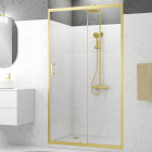 Porte de douche Coulissante 120x200cm - Profilés Or Doré Brossé - Verre Trempé 6mm - GOLDY CRUSH Aurlane - FAC957