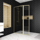 Paroi de douche avec volet pivotant 80+40x200 cm - finition or doré brossé - goldy contouring