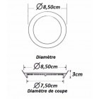 Downlight dalle led extra plate ronde blanc 3w - couleur eclairage : blanc froid 6000k - 8000k