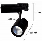 Spot led sur rail 30w 80 binaire triphasé noir - couleur eclairage au choix