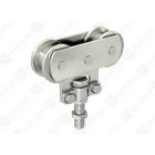 Monture fixation sur chant MANTION - 2 galets en acier - Vis d'accrochage M10 - Capacité/Porte : 80kg - 235A