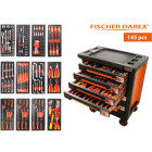 Servante d'atelier 6 tiroirs équipée 145 outils dans 12 modules, fidex-810472