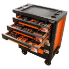 Servante d'atelier 6 tiroirs équipée 126 outils dans 9 modules, fidex-810474