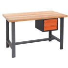Etabli plateau bois épaisseur 40mm 200x75cm avec 3 tiroirs, fidex-810705