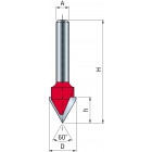 Mèche à rainurer en V FREUD - Ø12,7 H12,7/49,2 Q6 Z2 - F03FR01629 -20-15206P